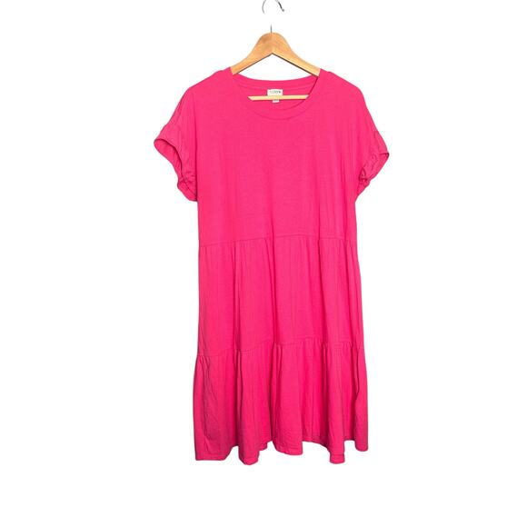J.Crew Barbie Pink Tiered Mini Dress Size Large - Picture 1 of 5